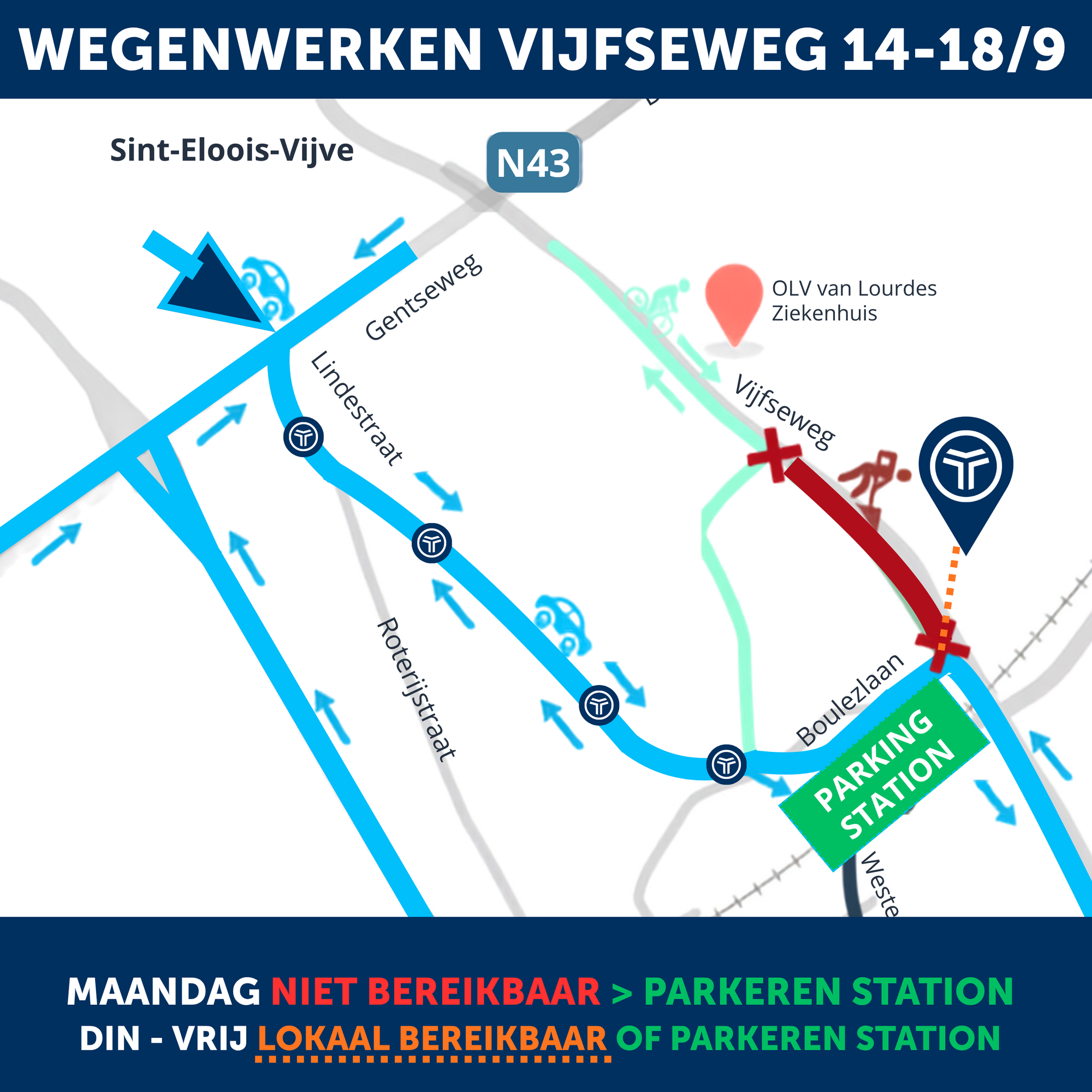 Omleiding werken Vijfseweg